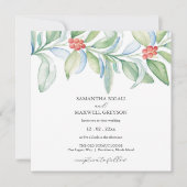 Kerstbruiloft Uitnodigingen Waterverf Groen (Voorkant)