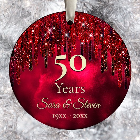 Kerstbruiloft verjaardag rode groene glitter keramisch ornament