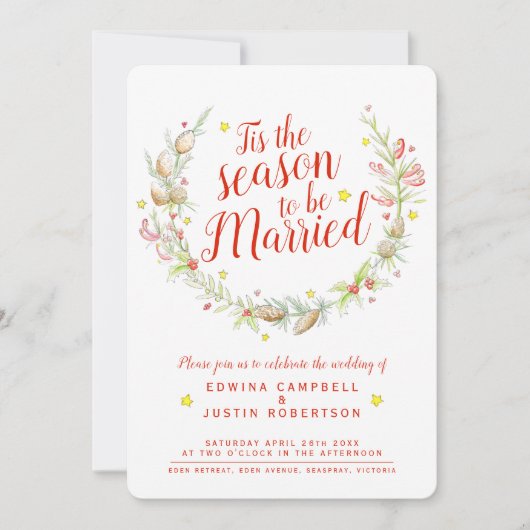 Kerstbruiloft waterverf met braam kaart (Voorkant)