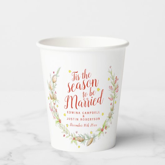 Kerstbruiloft waterverf met braam papieren bekers (Achterkant)