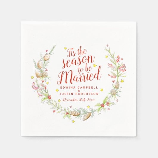 Kerstbruiloft waterverf met braam servet (Voorkant)