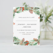 kerstbruiloft | Waterverf RSVP met keuze uit maalt (Staand voorkant)