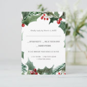 kerstbruiloft | Waterverf RSVP met keuze uit maalt (Staand voorkant)