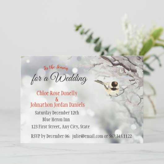 Kerstbruiloft Winter Frosty Trees Natuur Kaart (Staand voorkant)