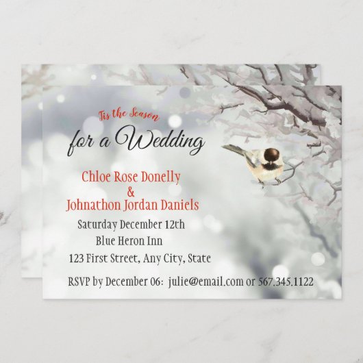 Kerstbruiloft Winter Frosty Trees Natuur Kaart (Voorkant / Achterkant)