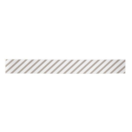 Kerstbruin Beige Taupe White Stripes Pattern Satijnen Lint (Voorkant)