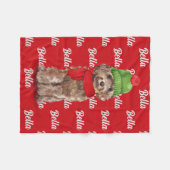 Kerstbruin Cockapoo Santa Dog's naam Fleece Deken (Voorkant (Horizontaal))