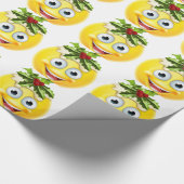 Kerstbruin Emoticon Emoji Cadeaupapier (Hoek)