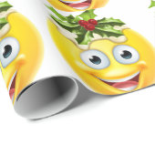 Kerstbruin Emoticon Emoji Cadeaupapier (Rol Hoek)