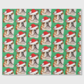 Kerstbruin kunstEngels Bulldog Wiggleeft Cadeaupapier (Vlak)