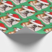 Kerstbruin kunstEngels Bulldog Wiggleeft Cadeaupapier (Hoek)