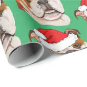 Kerstbruin kunstEngels Bulldog Wiggleeft Cadeaupapier (Rol Hoek)