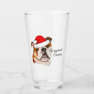 Kerstbruin kunstEngels Bulldog Wiggleeft Glas