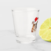 Kerstbruin kunstEngels Bulldog Wiggleeft Shot Glas (Links)