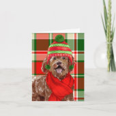 Kerstbruin Labradoedle Dog en Festive Pset Feestdagen Kaart (Voorkant)