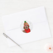 Kerstbruin Labradoedle en Hondenliefhebber van de  Ronde Sticker (Envelop)