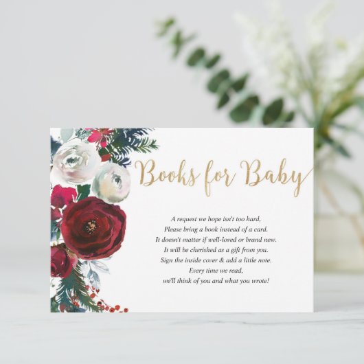 Kerstbruine goudboeken voor kerstmis, voor baby informatiekaartje (Staand voorkant)