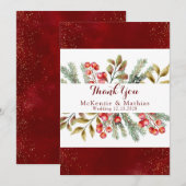 Kerstbruine gouden bruiloft bedankt kaarten (Voorkant / Achterkant)