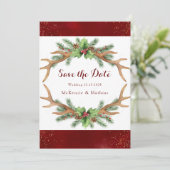 Kerstbruine gouden bruiloft redden de datum Kaart (Staand voorkant)
