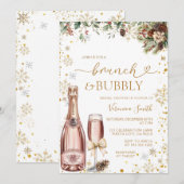 Kerstbrunch & Bruisende Champagne Bruiloftsfeest Kaart (Voorkant / Achterkant)