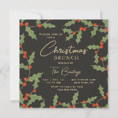 KerstBrunch Elegant Modern Holly Floral Kaart (Voorkant)