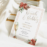 KerstBrunch en Bubble Champagne Kaart<br><div class="desc">Kerstmis Brunch-uitnodiging met een gouden champagneflute,  gouden lijst en poinsettias,  evergroen met eucalyptus. Personaliseer met uw informatie en pas voor uw gebeurtenis aan!</div>