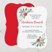 KerstBrunch Event Winter Florals & Holly Kaart (Voorkant / Achterkant)
