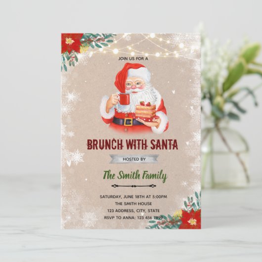 Kerstbrunch met kerstuitnodiging kaart (Staand voorkant)