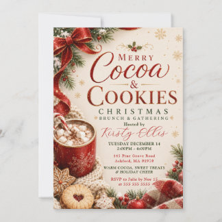Kerstbrunch met warme chocolademelk en koekjes kaart