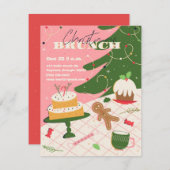 Kerstbrunch uitnodigingen in retro-stijl. (Voorkant / Achterkant)