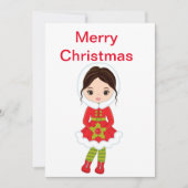 KerstBrunette Doll Feestdagenkaart (Voorkant)