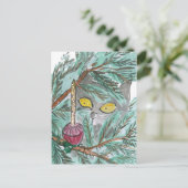 Kerstbubbel licht en Kat Feestdagenkaart (Staand voorkant)