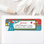 Kerstbuck Deer Zig Zag Pattern Aqua and Red Etiket (Insitu)