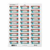 Kerstbuck Deer Zig Zag Pattern Aqua and Red Etiket (Full Sheet)