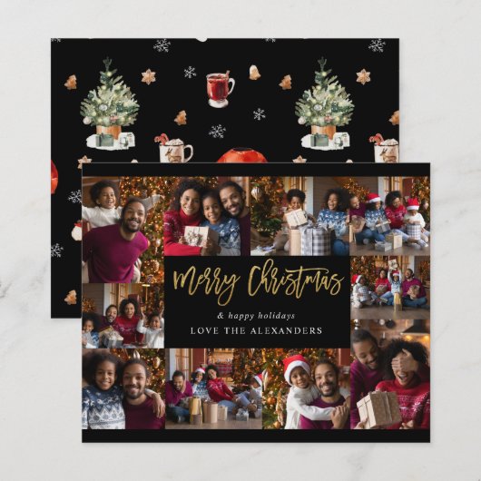 Kerstbudget 10 multi-fotokaart - Zwart Goud (Voorkant / Achterkant)
