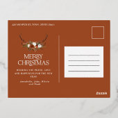 Kerstbudget botanisch elegante terracotta folie feestdagen briefkaart (Achterkant)