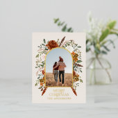 Kerstbudget botanisch elegante terracotta folie feestdagen briefkaart (Staand Voorkant)