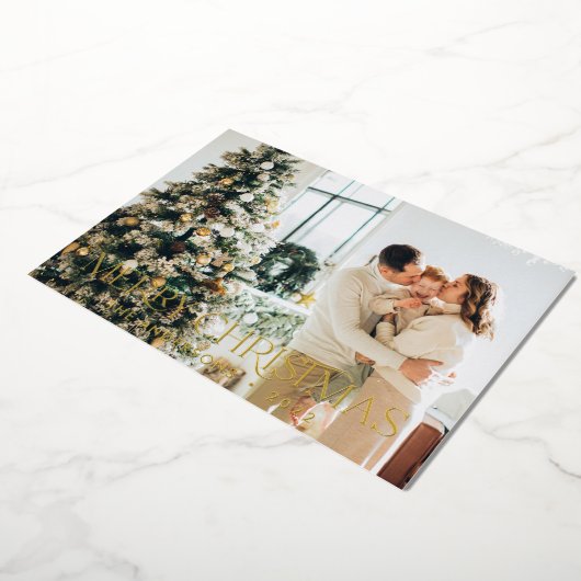 kerstbudget botanische elegante vlek floral folie feestdagenkaart (Gedraaid)