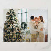 kerstbudget botanische elegante vlek florale foi folie feestdagen briefkaart (Voorkant)