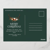 kerstbudget botanische groene elegant floral folie feestdagen briefkaart (Achterkant)