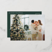 kerstbudget botanische groene elegant floral folie feestdagen briefkaart (Voorkant / Achterkant)