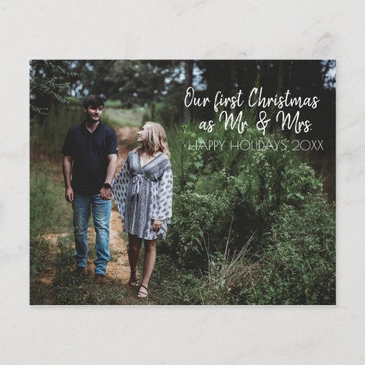 Kerstbudgetkaart voor het eerste kerstfeest van Mi Flyer (Voorkant)