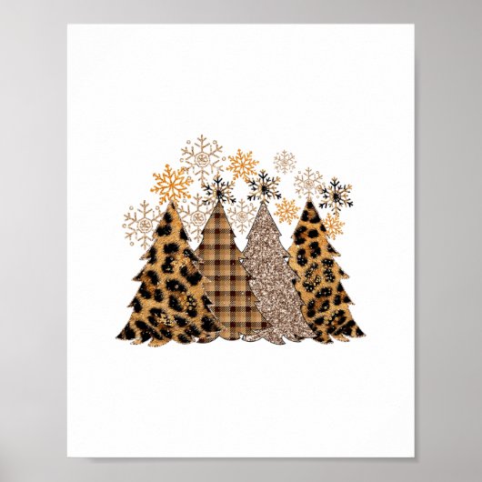 Kerstbuffel geruite kerstbomen luipaard Zon Poster (Voorkant)