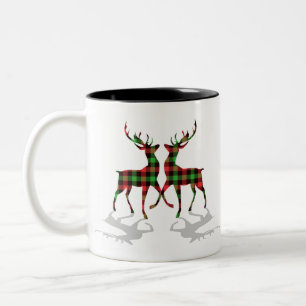 kerstbuffel met rode blauwe groene stang tweekleurige koffiemok
