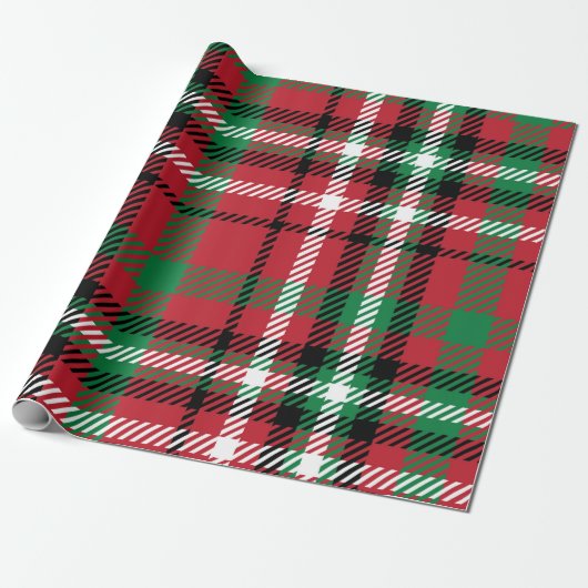 kerstbuffelcontrole Tartan Gingham Pset Cadeaupapier (Uitgerold)