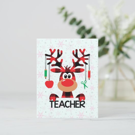 kerstbuffelleraar bedankkaart (Staand voorkant)