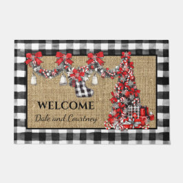  kerstbuffels, rood en zwart deurmat