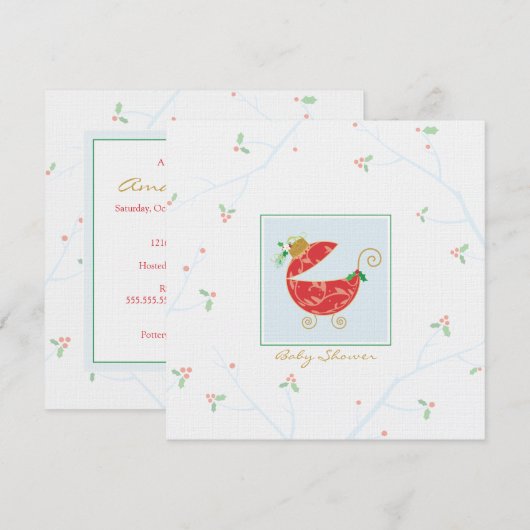 kerstbulbritten Baby, uitnodiging voor carriage Sh (Voorkant / Achterkant)