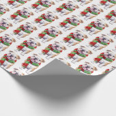Kerstbuldog met wintersjaal cadeaupapier (Hoek)
