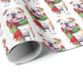 Kerstbuldog met wintersjaal cadeaupapier (Rol Hoek)